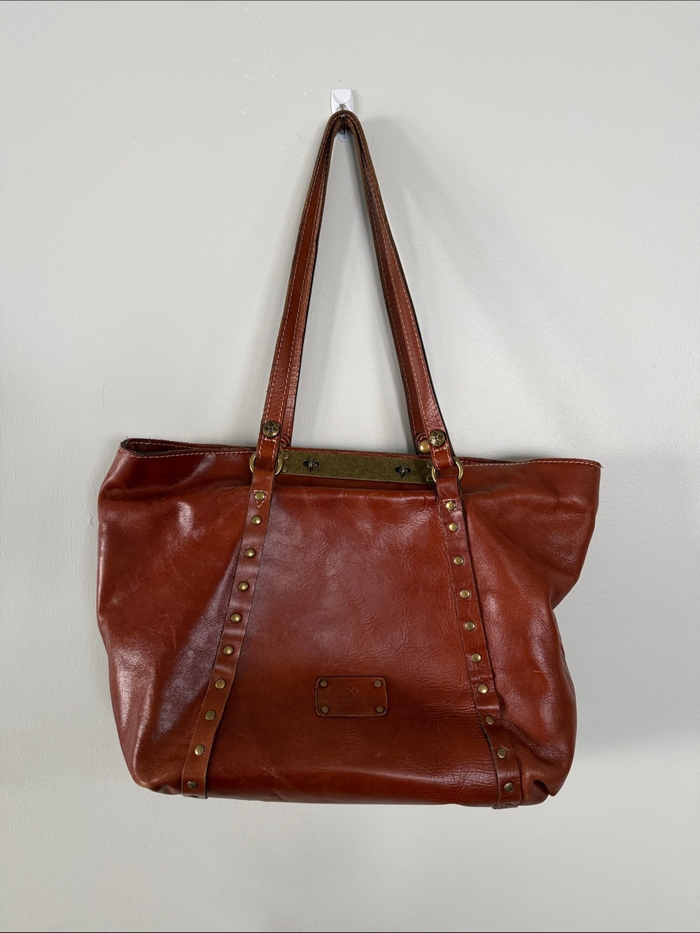 Patricia Nash Rustic Chestnut Leather Stud Tote